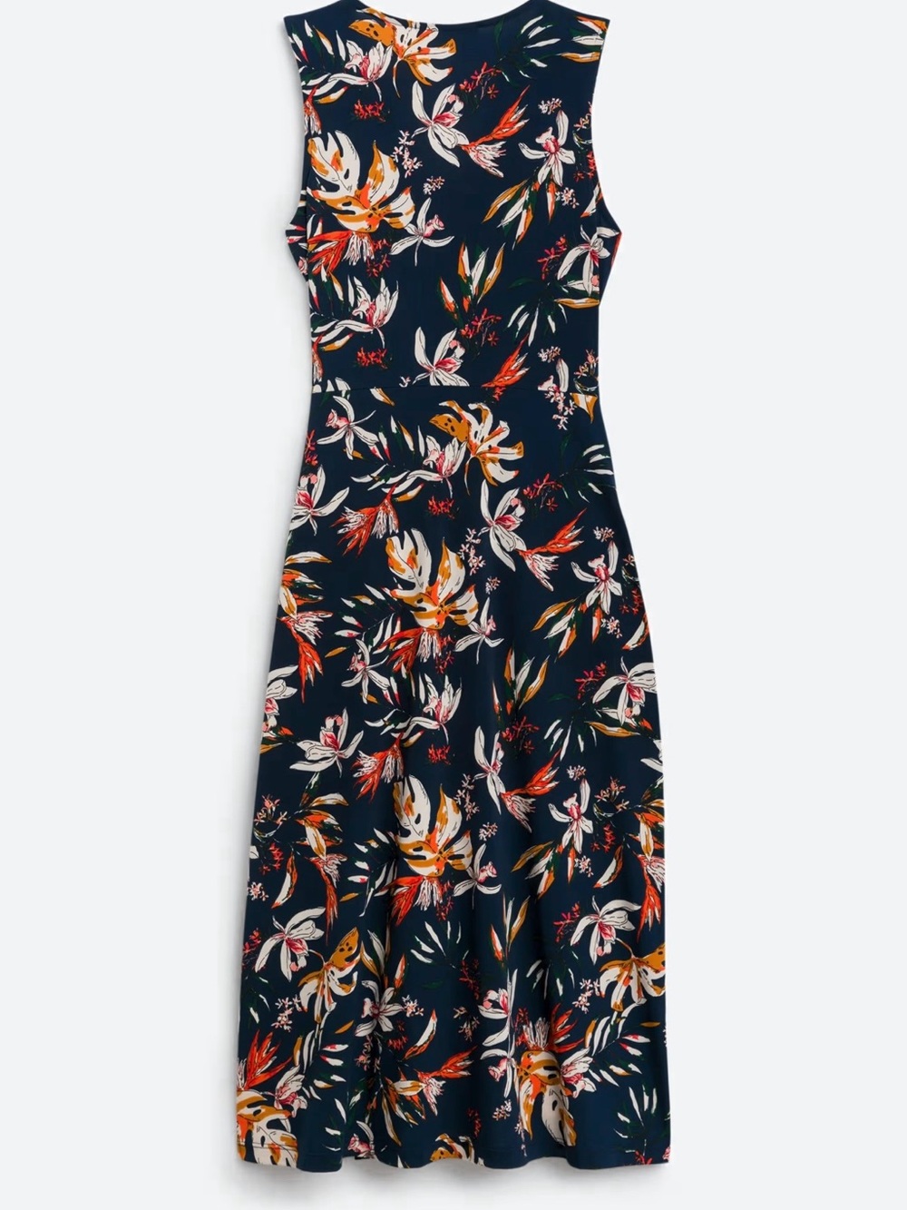 Sleeveless Floral Faux Wrap Midi Dress - Navy - Picture 3 of 6